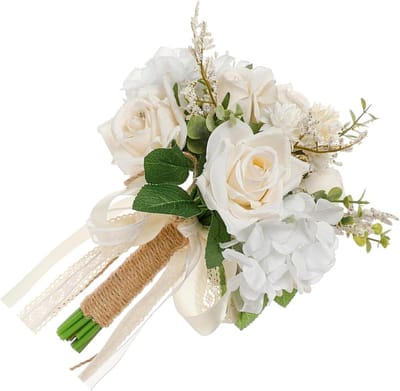 Kunstbloemen Boeket - Bruidsbloemen Decoratie - Bruiloft Feest Decoratie - Langdurig Kleurecht - 28 x 23 x 7 cm