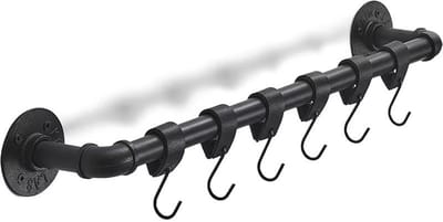 6 stuk(s) Leren S-haak hangers - handdoekhaakjes - Ophanghaken – kapstokhaak - Zwart - 12,5 x 2,5 cm – Zwart zilver – Leer