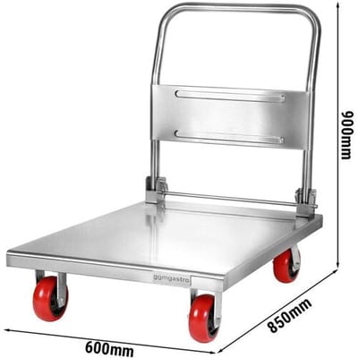 GGM Gastro Transportwagen - 600x850mm - mit 1 Abstellfläche Zilver