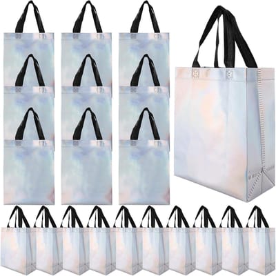 20 stuks cadeauzakjes met handvat - 20 x 25 x 10 cm - middelgroot - cadeautasje - glanzend - herbruikbaar - niet-geweven - Kerstmis - verjaardag - bruiloft.