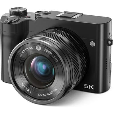 Songdian digitale camera met 8x optische zoomlens, 5K 64MP dubbele lenscamera, full-color nachtzicht (zwart)