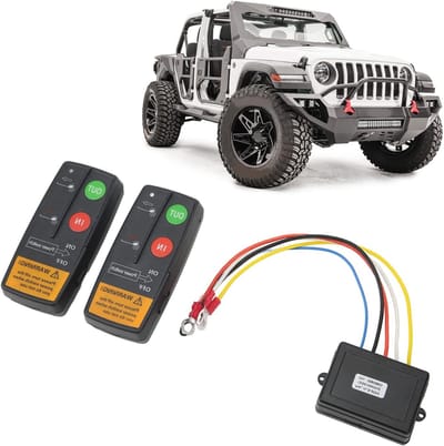 Draadloze afstandsbediening voor lier, 75ft bereik, 12V/24V universeel voor auto, ATV en vrachtwagen