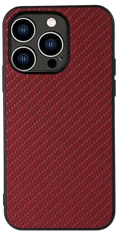 Cityhoesje - Backcover iPhone 15 Pro - Carbon Fiber Texture PU - Rood