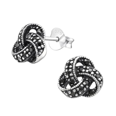 Amanto Oorbellen Freekje Black - 925 Zilver E-Coating - Knopje - ∅8mm