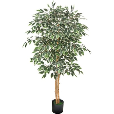 Arbre Ficus Artificiel 150cm Grande Plante Factice avec Pot pour Décoration Intérieure