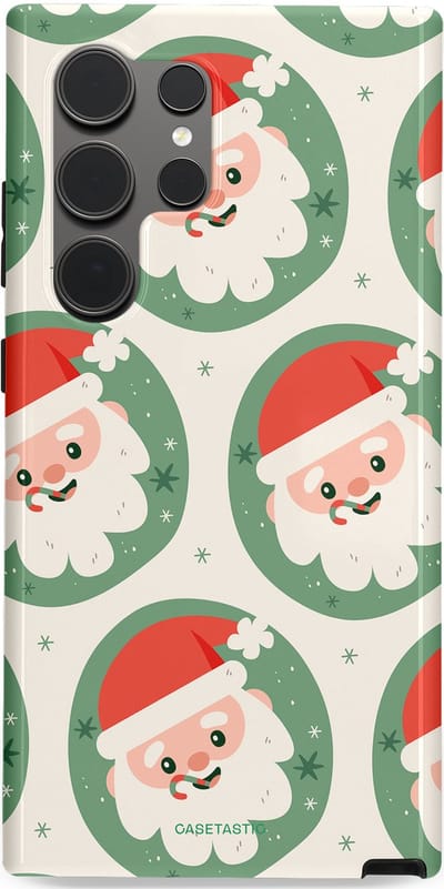 Casetastic hoesje geschikt voor Samsung Galaxy S24 Ultra - Dubbellaagse bescherming - Zuurstok Groen Witte Kerstman - Fashion Case - Wit Saliegroen Crème Terracotta