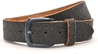 Timbelt 4cm jeans riem van crack leder - heren riem / dames riem - 100% leer - zwart - Maat 115 - Totale lengte riem 130 cm