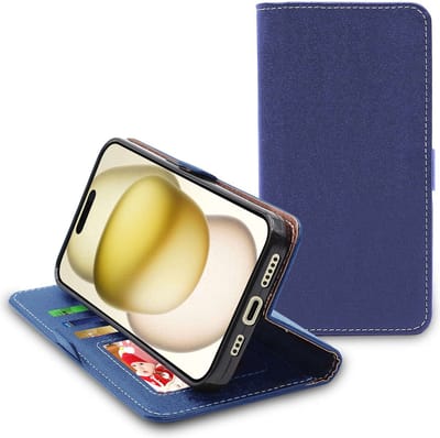 ebestStar - Hoes geschikt voor iPhone 15 Apple, Wallet Etui, Book case hoesje, Donkerblauw
