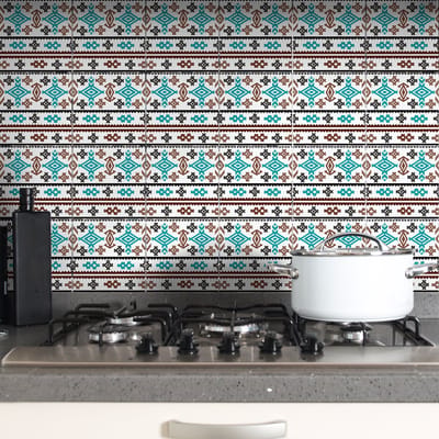 Zelfklevende tegelmuurstickers voor keuken en badkamer - 24 Bohemian Cheyanne tegelstickers - 24 stickers 10x10cm