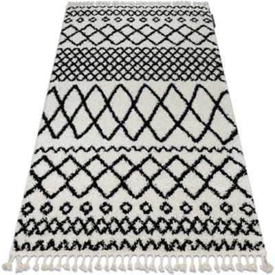 Kleden Rugsx Tapijt BERBER SAFI N9040 wit / zwartrand 240x330 cm