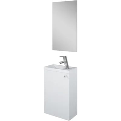 Aquavive Fonteinmeubelset Zena - Inclusief Wastafel En Spiegel - Softclose - Hoogglans Wit - 39,8x21,5x60cm