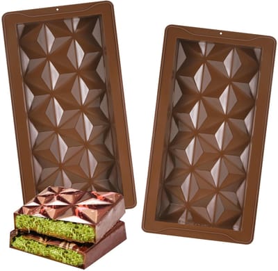 Dailygoods- Chocoladevorm - 2 Stuks - Siliconen - Diepe Nougat Mallen - Herbruikbare Mallen - Grootte 25 x 13.5 x 2.6 cm - Antiaanbakbaar