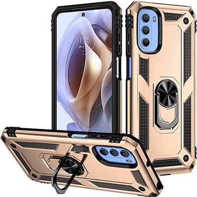 Geschikt voor Moto G41 hoes Hybrid Armor Anti-shock ringhouder Goud - Geschikt voor Moto g41 hoesje - Geschikt voor Moto g41 case - Geschikt voor Moto g41 ring hoesje