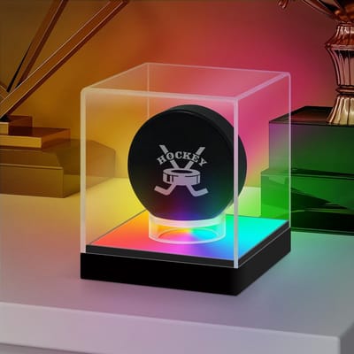 Dailygoods - Vitrine Acryl, Vitrine Beeld, Vitrine gieten Collectie, Expositie Transparant gieten Beelden, Speelgoed, Collectionn Objecten, met verlichting Kleurrijke (10x10x10cm)