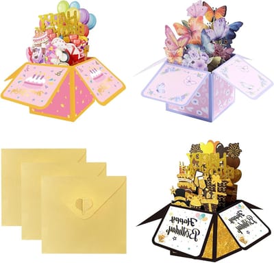 Verjaardagskaart voor Tieners - 3D Pop-Up Wenskaart met Envelop - Feestdecoratie voor Jongens en Meisjes, Creatief Cadeau en Verjaardagswens