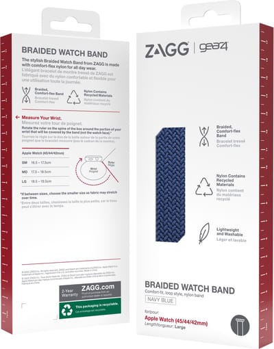 Nylon Smartwatch bandje - Geschikt voor Gear4 Apple Watch Braided nylon bandje - marineblauw - Strap-it Horlogeband / Polsband / Armband - 42 - 44 - 45 - 49mm Maat: L
