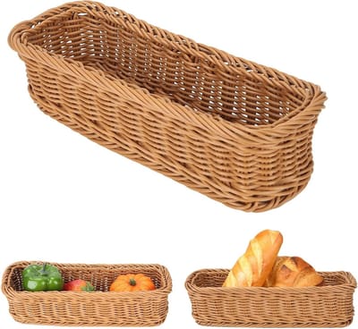 Broodopslagcontainer van gevlochten materiaal, ideaal voor het serveren van brood in keuken of restaurant, ruime opslagmogelijkheden