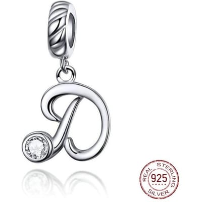 Armband Charm 925 Zilveren Letter AZ Letter Charm Naam Kralen Voor Vrouwen DIY Hanger Maken Sieraden gray