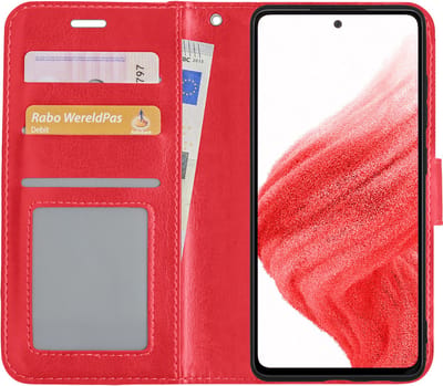 Hoesje Met Pasjeshouder - Geschikt voor Samsung Galaxy A53 - Luxe Bookcase Portemonee - Flip Case - Kunstleer Book Case - Flipcase - Book Cover - Walletcase - Portemonneehoes - Rood