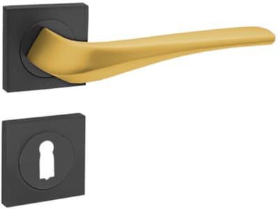 Domino® Deurkrukgarnituur ADEL-QR - Zwart/Goud - BB- gladde sleutel met Vierkant Rozette - Deurbeslag van aluminium - Deurklink voor kamerdeur, kantoordeur, kelderdeur en binnendeur