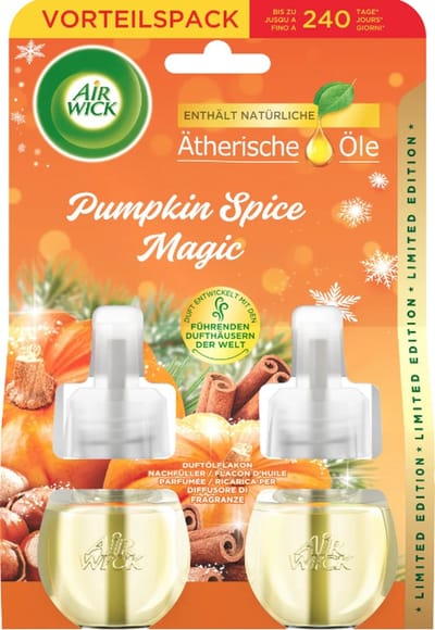 AirWick Luchtverfrisser Navulling - Pumpkin Spice Magic - (2x19ml) 38 ml - Limited Edition - Herfstgeur - Etherische olie