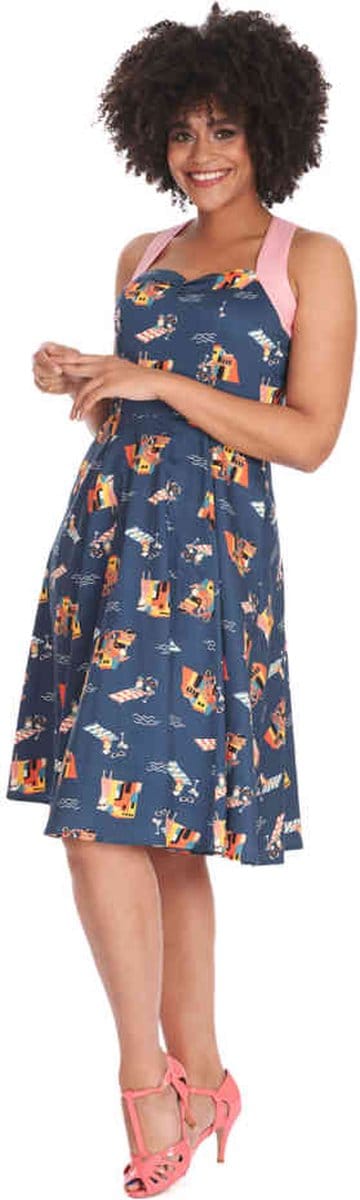 Banned - Portofino Living Flare jurk - M - Blauw