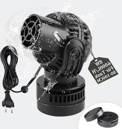 Water Pump Circulation Pump for Freshwater and Saltwater Aquariums - 360° Rotation - 6000 L/H 8W - No Noise - Wave Maker - EXLECO JVP-131