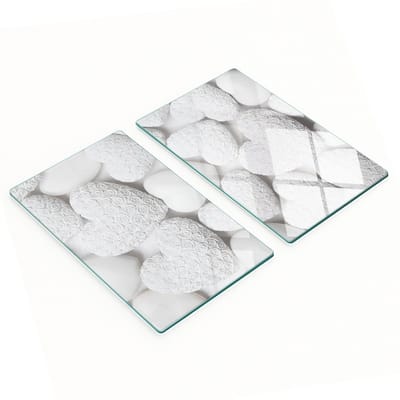 Decoratieve glazen snijplanken voor in de keuken met hartmotief, 2x30x52 cm