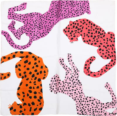 Vierkante Sjaal met Artistiek Luipaard- en Pantersilhouettendessin (70x70cm) - Roze