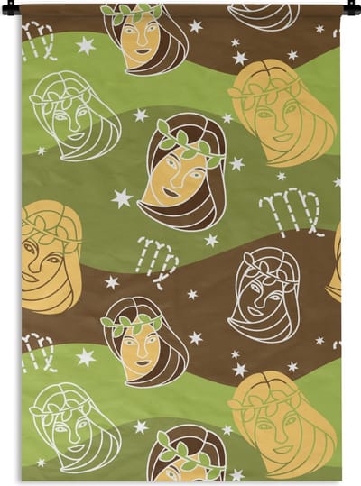Wandkleed - Wanddoek - Virgo - Zodiac - Patroon - 60x90 cm - Wandtapijt