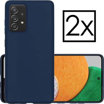 Hoesje - 2 Stuks - Geschikt voor Samsung Galaxy A52s 5G - Sterk & Shockproof - Case Siliconen - Back Cover - Telefoon Hoes - Donkerblauw
