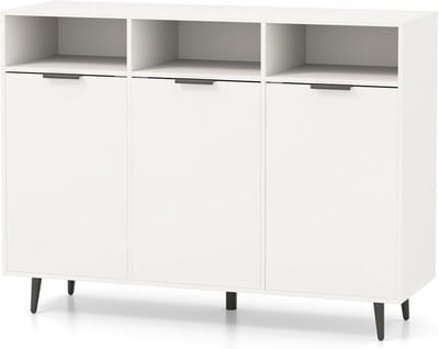 Buffetkast Keuken - Voorraadkast Dressoir - Opbergen Keukengerei - Verstelbare Planken Soft-Close - 120x40x90 cm - Wit