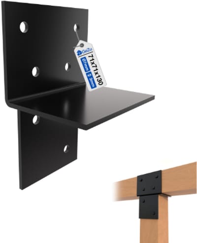 GeZu Impex Houtverbinding T Stuk 71 x 71 mm Zwart Poedergecoat