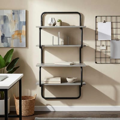 vidaXL - 4-laags - Wandplank - Grijs - Sonoma - 80 - x - 24,5 - x - 104 - cm - Bewerkt - hout