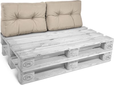 Beautissu Style – 2-delig Palletkussen Rugkissen Natuur 60x40 cm voor Palletbank – Matraskussen Kwaliteit