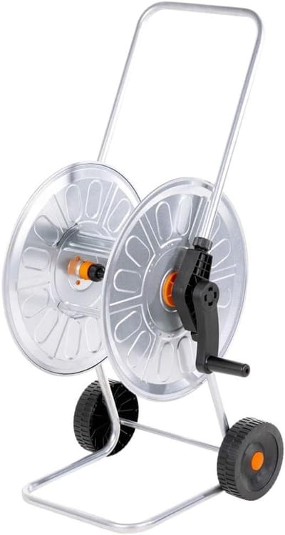 Slanghaspel Staal - Slangenwagen - Tuin besproeien - Corrosiebestendig - 60 meter - Zilver