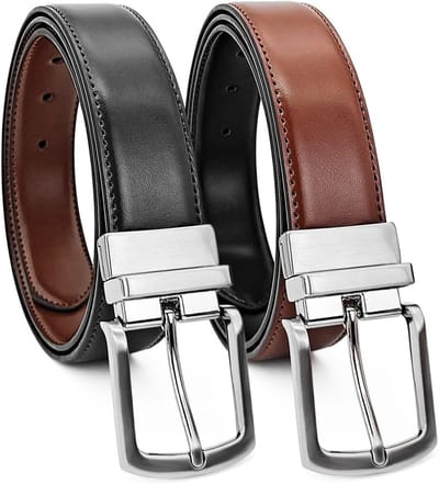 Reversible leren riem voor heren met draaibare gesp, 35mm breedte, geschikt voor jeans en zakelijke outfits, twee kleuren in één riem