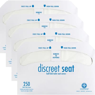 Couvre-siège de toilette jetables - 1000 pièces 4 paquets de 250 - Sièges en papier jetables Discrets Pour distributeur mural commercial 16,75 X 14,25 Pliés en deux Blanc United States white