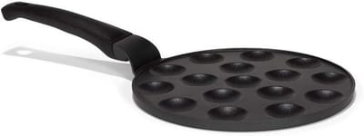 Poffertjespan Gietijzer - Mini Pannenkoekenbakker - Lekkere Poffertjes Maken - Antikleef Laag - Ø25cm - Bruin