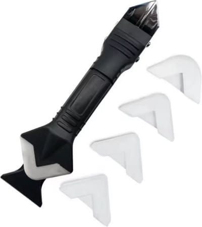 3 in 1 Kit Tool met RVS Schraper inclusief Kittuit - Kit Verwijderaar - Afstrijkrubber Set - Voegstrijker Set - Multitool geschikt voor Afwerken van kit naden - Kit Schraper - RVS