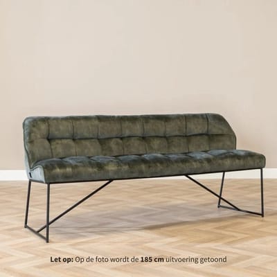 Bronx71® Velvet eetkamerbank Janna groen 220 cm - eettafelbank - eetbank