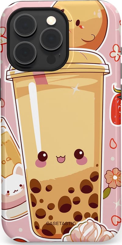 Casetastic Hoesje Geschikt voor Apple iPhone 15 Pro Max Magsafe - Stijlvolle Beschermende Duo-layer Case - Kawaii Thee Design - Bubble Tea