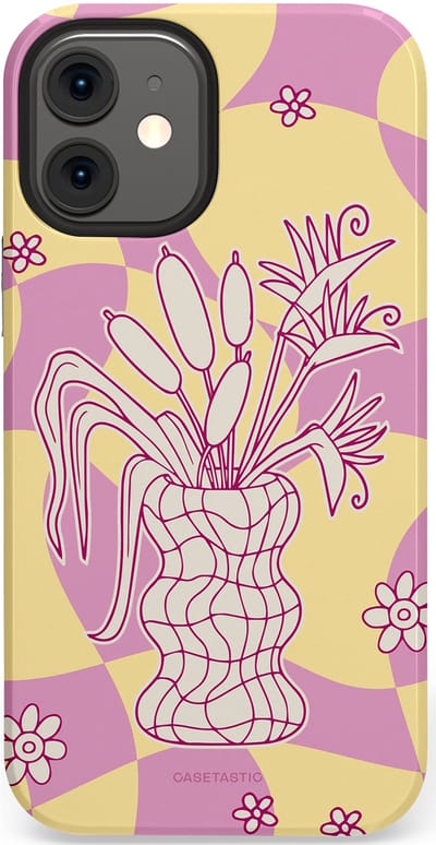 Casetastic Hoesje Geschikt voor Apple iPhone 12 Mini - Stijlvolle Beschermende Duo-layer Case - Bosje vol roze