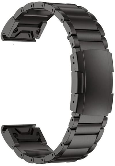 Titanium bandje - RVS - geschikt voor Garmin Fenix 5 / 5 Plus / 6 / 6 Pro / 7 / 7 Pro / 8 (47 mm) / E (47 mm) / Epix (Pro) (2) 47 mm/ Quatix 5 / 6 / 7 / 7 Pro / Approach S60 / S62 / S70 47 mm / MARQ / D2 Delta / D2 Mach 1 / Descent G1 - zwart