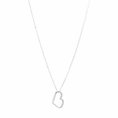Bijoutheek Collier Open hart Zilver