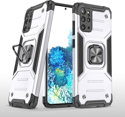 Hoesje Geschikt Voor Samsung Galaxy S20 Plus Hoesje - Heavy Duty Armor hoesje Zliver - Galaxy S20 Plus silicone TPU hybride hoesje Kickstand ringhouder met Magnetisch Auto Mount