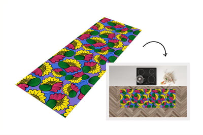 Keukenloper - Loper keuken - Bloemen - Patroon - Afrika - 150x50 cm - Keukenloper vinyl