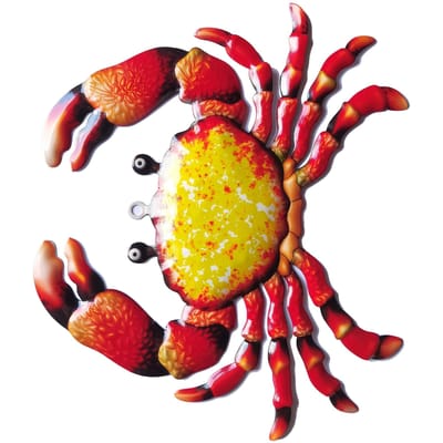 1 STuks Krab IJzeren muurdecoratie, geschikt voor tuin, woonkamer, keuken, eetkamer, veranda, terrasdecoratie, barmuurdecoratie rood