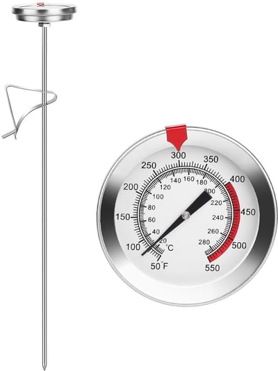 Allecto - Melkthermometer - Frituurthermometer - Duurzaam roestvrij staal - 30 cm - Koffiethermometer - Geschikt voor koken en bakken - 20 tot 280 °C