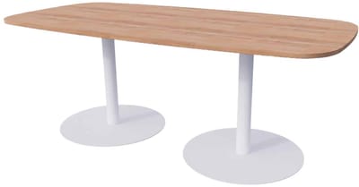Linesto Vergadertafels Deens Ovaal 200cm breed 100 cm diep Framekleur Wit Bladkleur Havanna